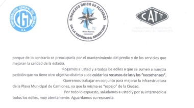 El Sindicato de Fleteros pide saber cuanto recauda anualmente la comuna por la Playa Municipal de Camiones