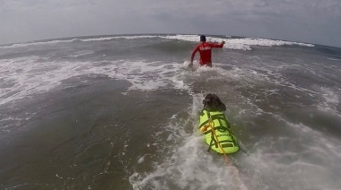 Truman: El perro guardavidas que aprende a rescatar bañistas en Necochea