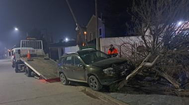 Noche accidentada en Neco: Una duster perdió el control y arrasó con dos árboles de la vereda