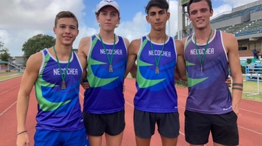 El atletismo sigue dando sus frutos: Necochea obtuvo una medalla en el Provincial de Mayores con la posta 4 x 400