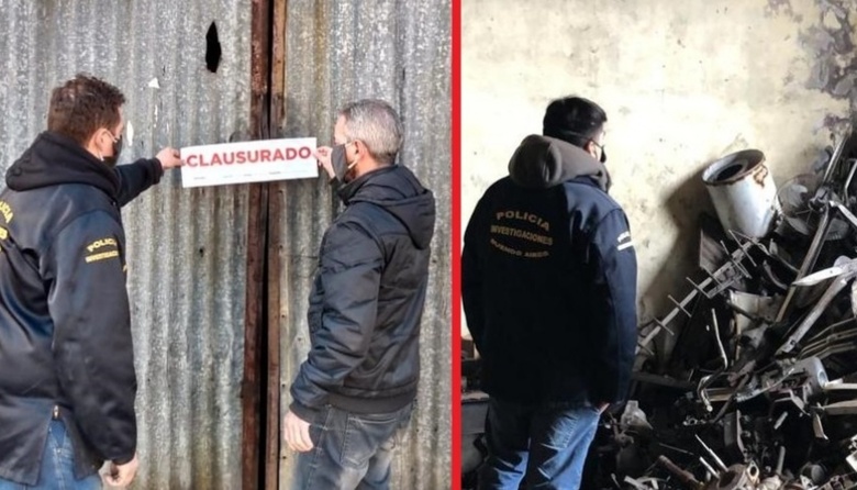 Clausuran una chatarrera ilegal, secuestran autos robados y decenas de autopartes