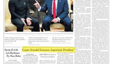 El Criptogate de Milei en portada del New York Times: pedían coimas para reunir al presidente con empresarios