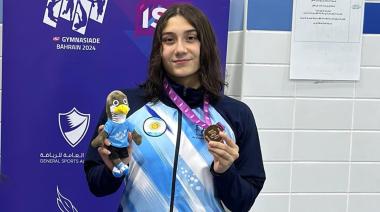 Angiolini en la cima: La necochense conquistó la medalla de bronce en la Gimnasiada de Bahréin