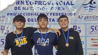 Gran labor de nadadores necochenses en competencia provincial, con un podio perfecto