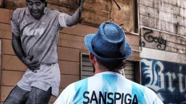 San Spiga, el muralista que homenajea a Maradona, llega a Necochea para un workshop de arte urbano