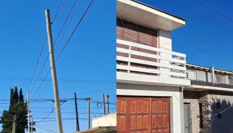 “Se va a caer en cualquier momento”: vecinos alertan por un poste sostenido solo por cables