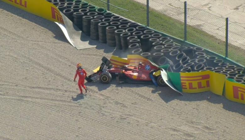 Impactante choque de Leclerc en Monza: destruyó su Ferrari y abandonó el GP de Italia