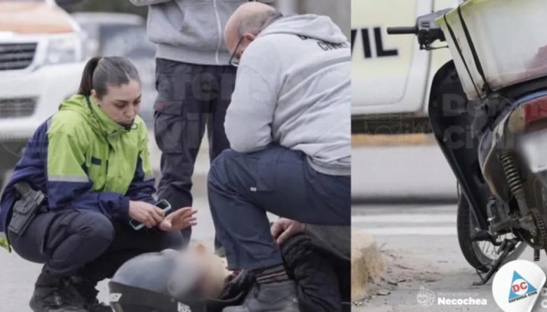 Una motociclista resultó herida tras chocar con un auto en Quequén y fue trasladada al hospital
