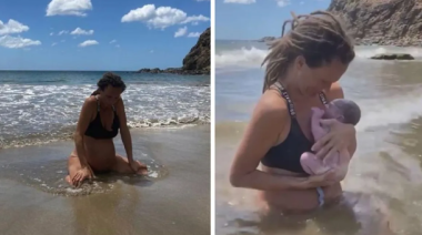 Una mujer parió sentada en la orilla del mar en Nicaragua