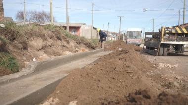 Por la avenida 43 avanza la obra de cordón cuneta