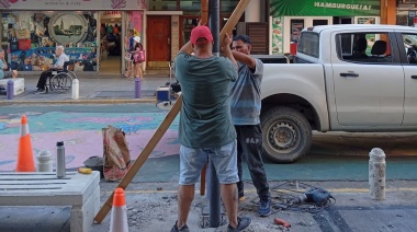 Tras el accidente, comienza el recambio de iluminación en las peatonales de la Villa Balnearia