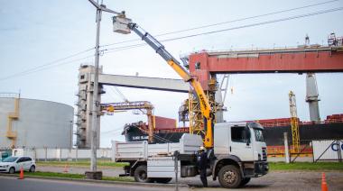 Puerto Quequén renovó la iluminación en la zona por donde ingresan los camiones