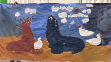 Del puerto al aula: 30 alumnos recrearon la fauna de Necochea y Quequén en dos murales