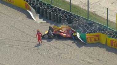 Impactante choque de Leclerc en Monza: destruyó su Ferrari y abandonó el GP de Italia